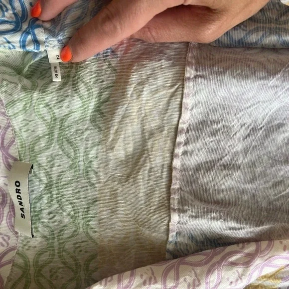 Sandro linen blend crop patched top size 2 in excellent condition - Picture 10 of 10